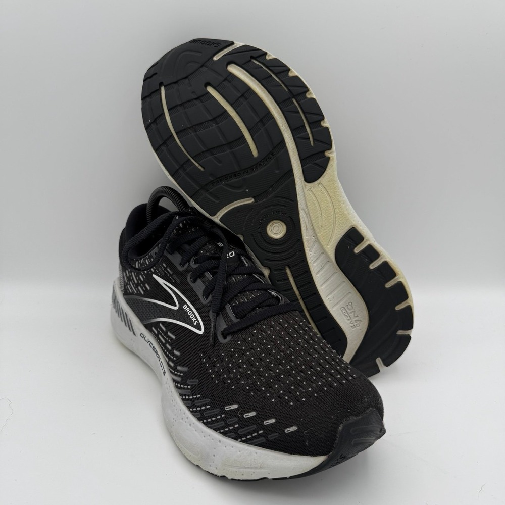 Women's Brooks Glycerin GTS 20 Black White Athletic Running Shoes Size 9.5 B